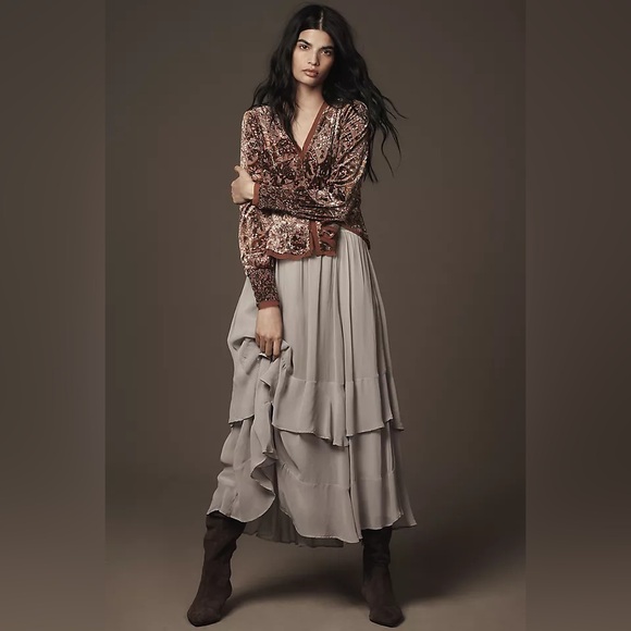 Anthropologie Dresses & Skirts - Anthro Chiffon Ruffle Midi Skirt